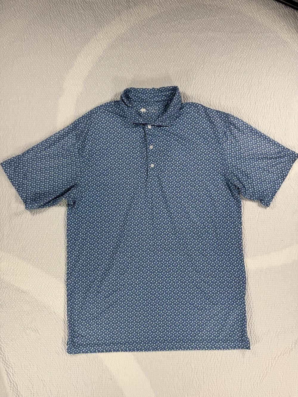 Onward Reserve Mens Large Blue Geometric Cocktail Performance Polo Shirt Golf